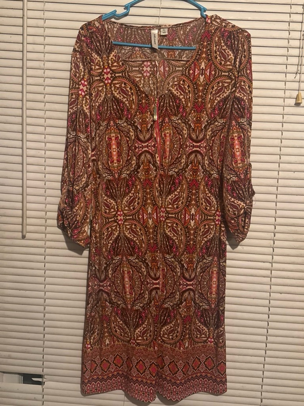 Tacera Multicolor Paisley Midi Dress with Pink and Brown Tones